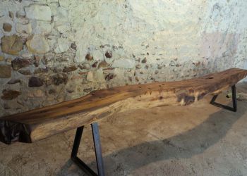 Bench from antique chessnut floorbeam and iron by B3KM EcoDesign
